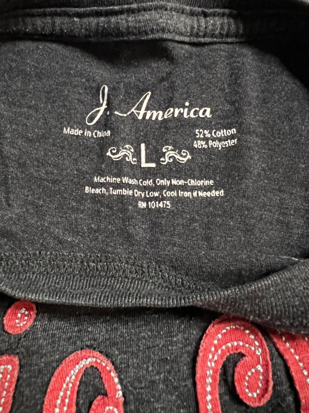 Ohio State Buckeyes Womens T-Shirt L J. America Gray Red Short Sleeve - Picture 6 of 6